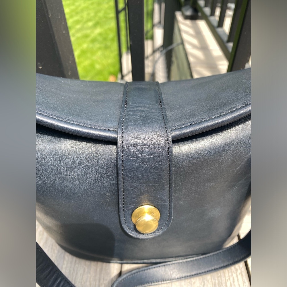 Vintage Coach Navy Blue Leather Binocular Bag #9853 - Picture 14 of 16